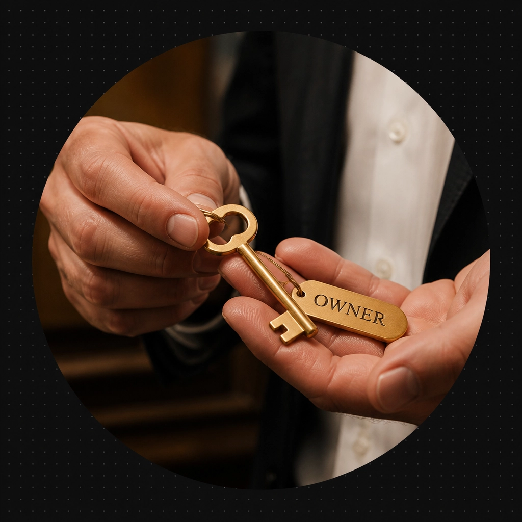 A close-up of a new franchise owner holding their keys