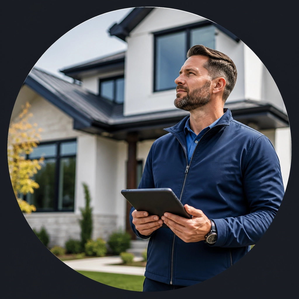 An entrepreneur inspecting a property for a home services franchise