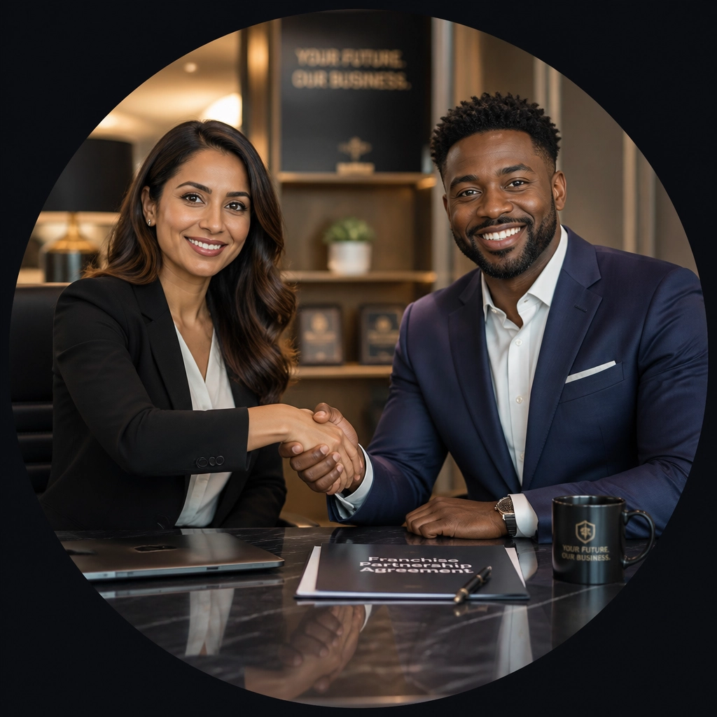 Two diverse professionals shaking hands to signify the start of a successful new business partnership.