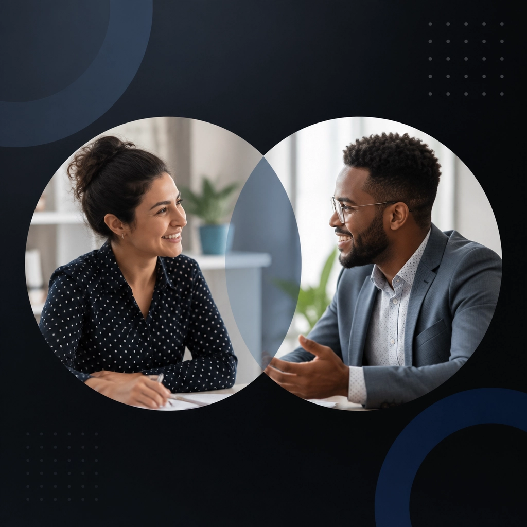 Two professionals consulting on business opportunities.