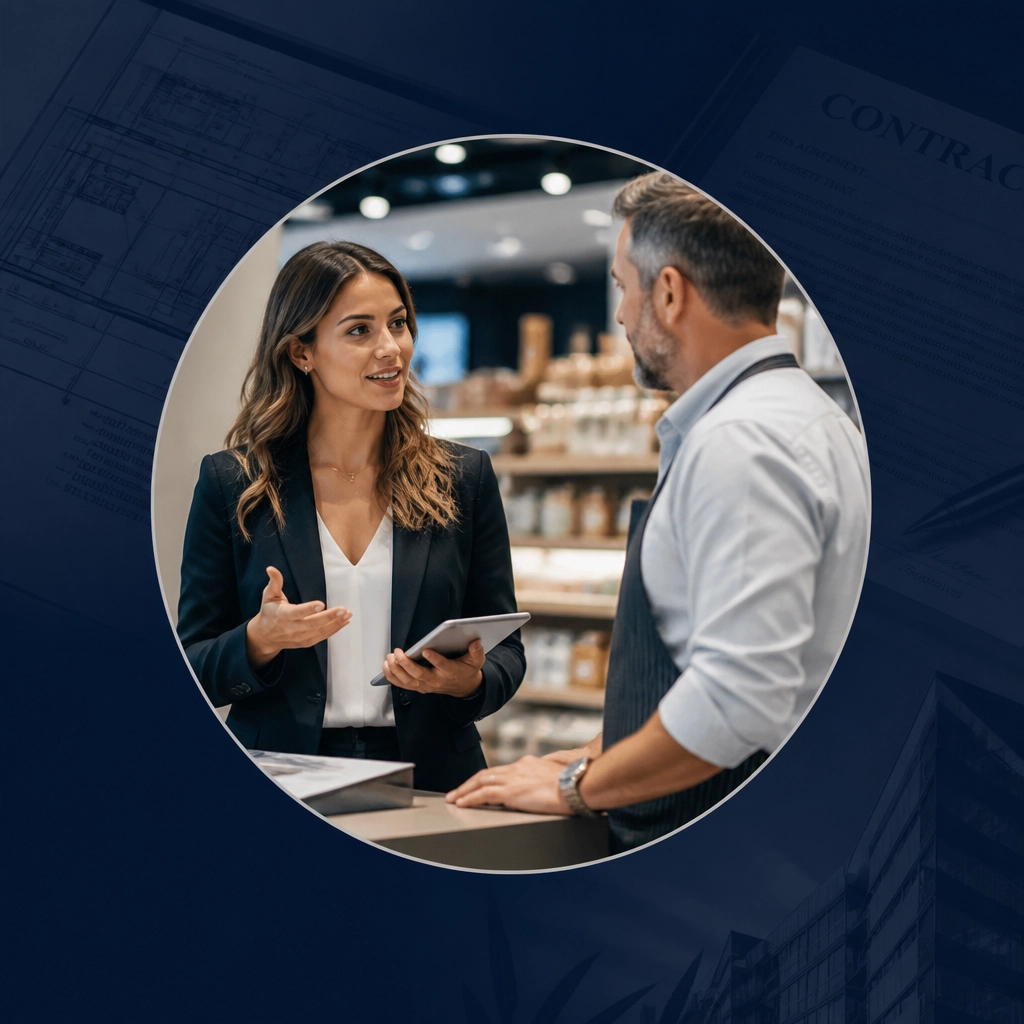 Professional woman conducting due diligence at a business location