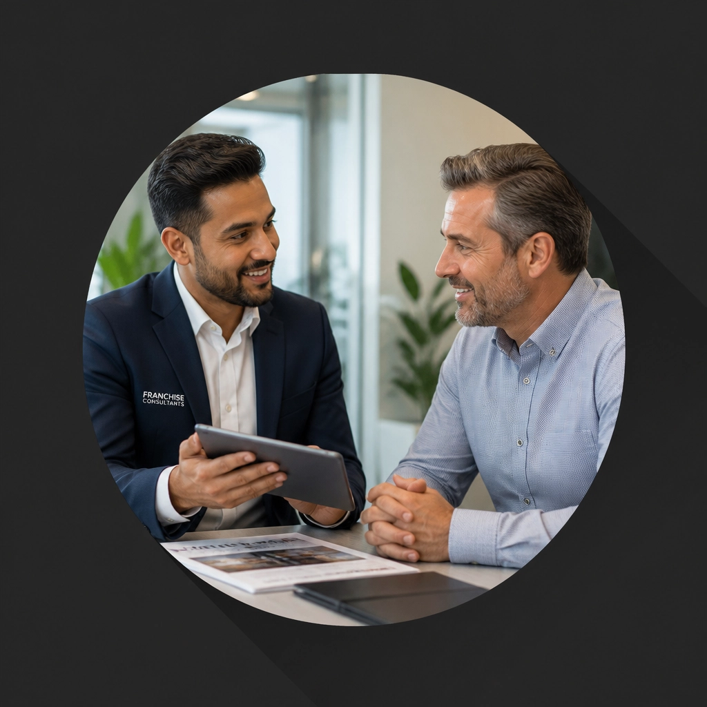 A professional franchise consultant meeting with a prospective business owner