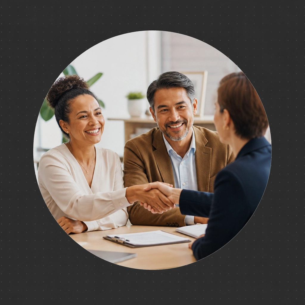 A successful franchise matchmaking consultation with a diverse couple and professional advisor