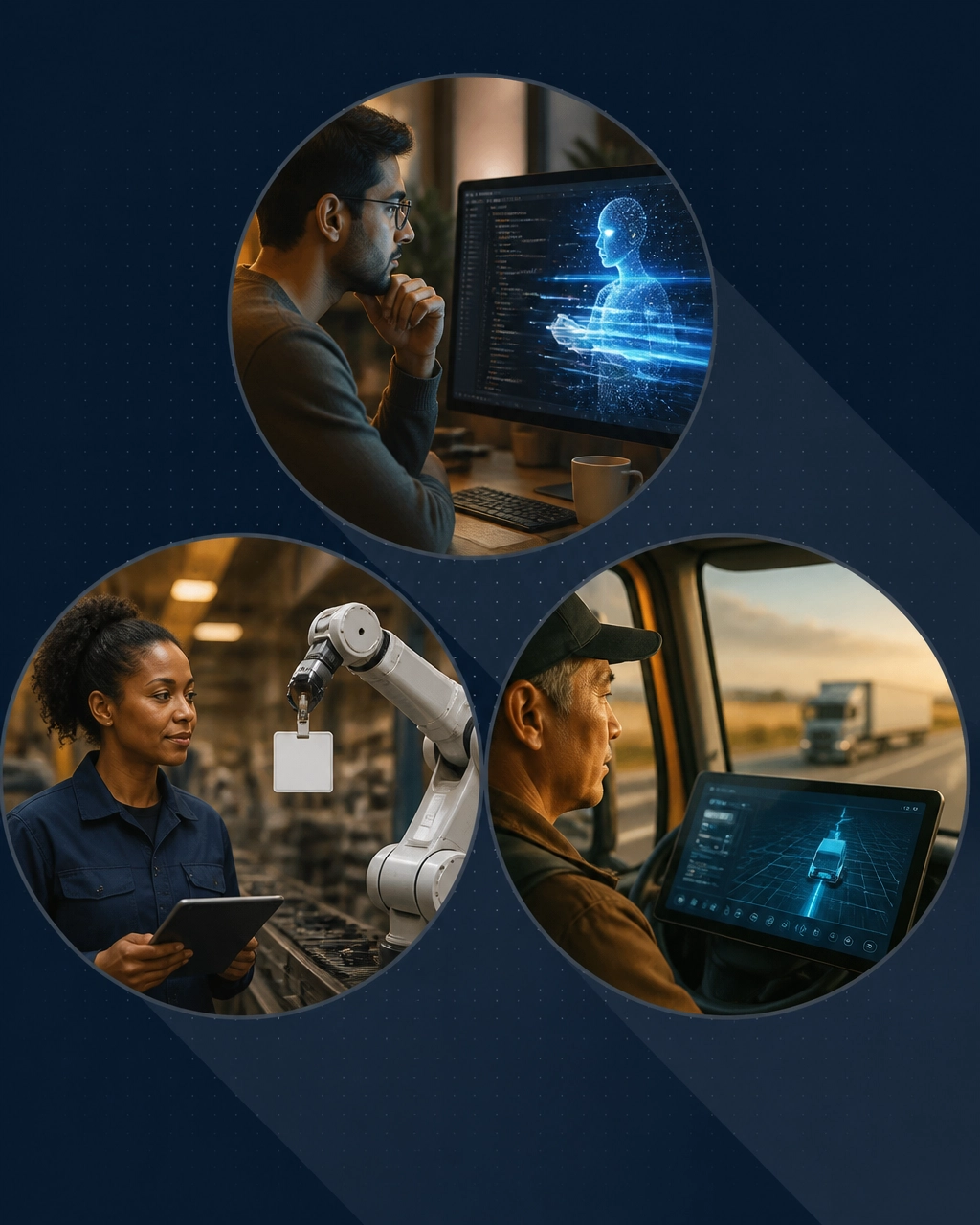Professionals in coding, manufacturing, and trucking face AI systems reshaping their daily work
