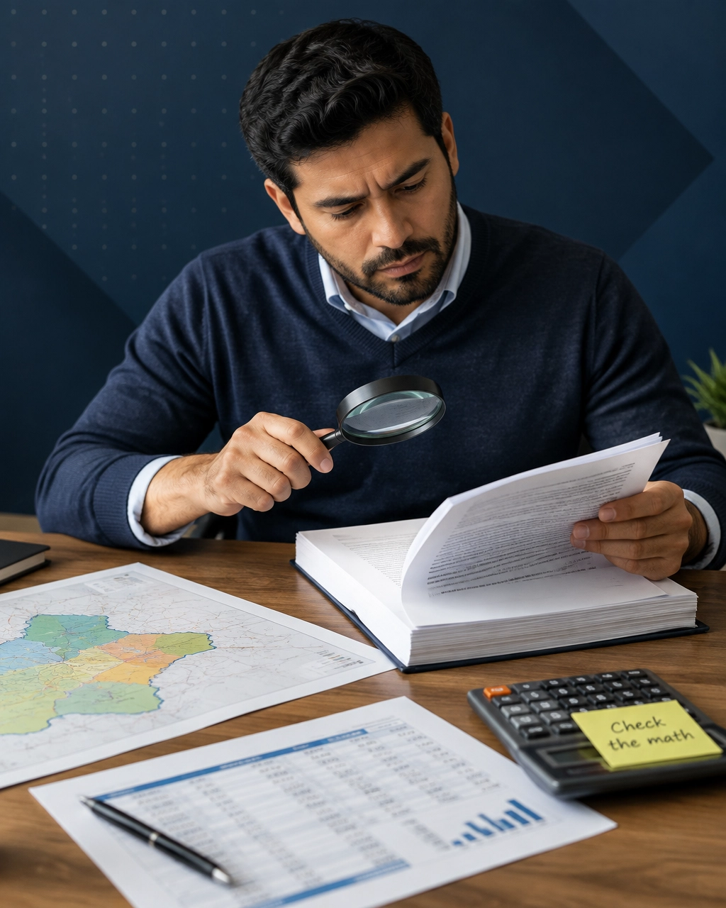 Prospective franchise buyer reviewing an FDD, territory map, and financial documents