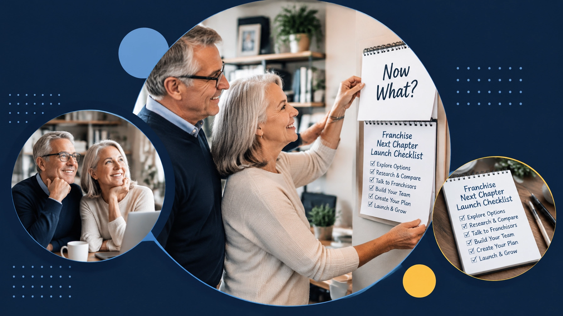 Couple replacing a “Now What?” calendar with a next-chapter franchise launch checklist