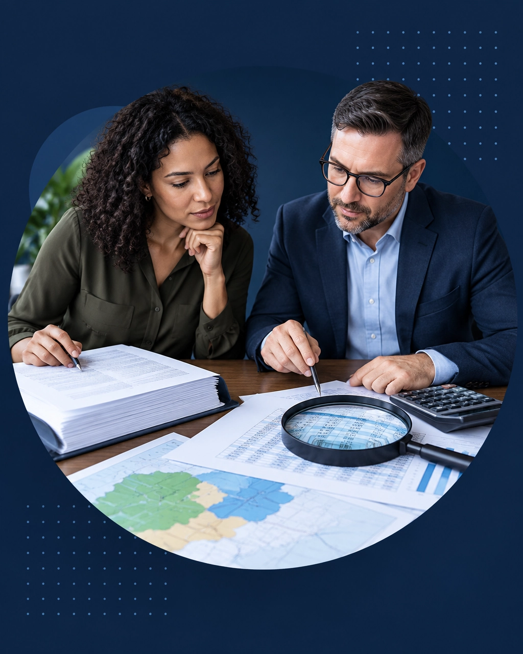 Prospective franchise owners reviewing disclosure documents, territory maps, and unit economics