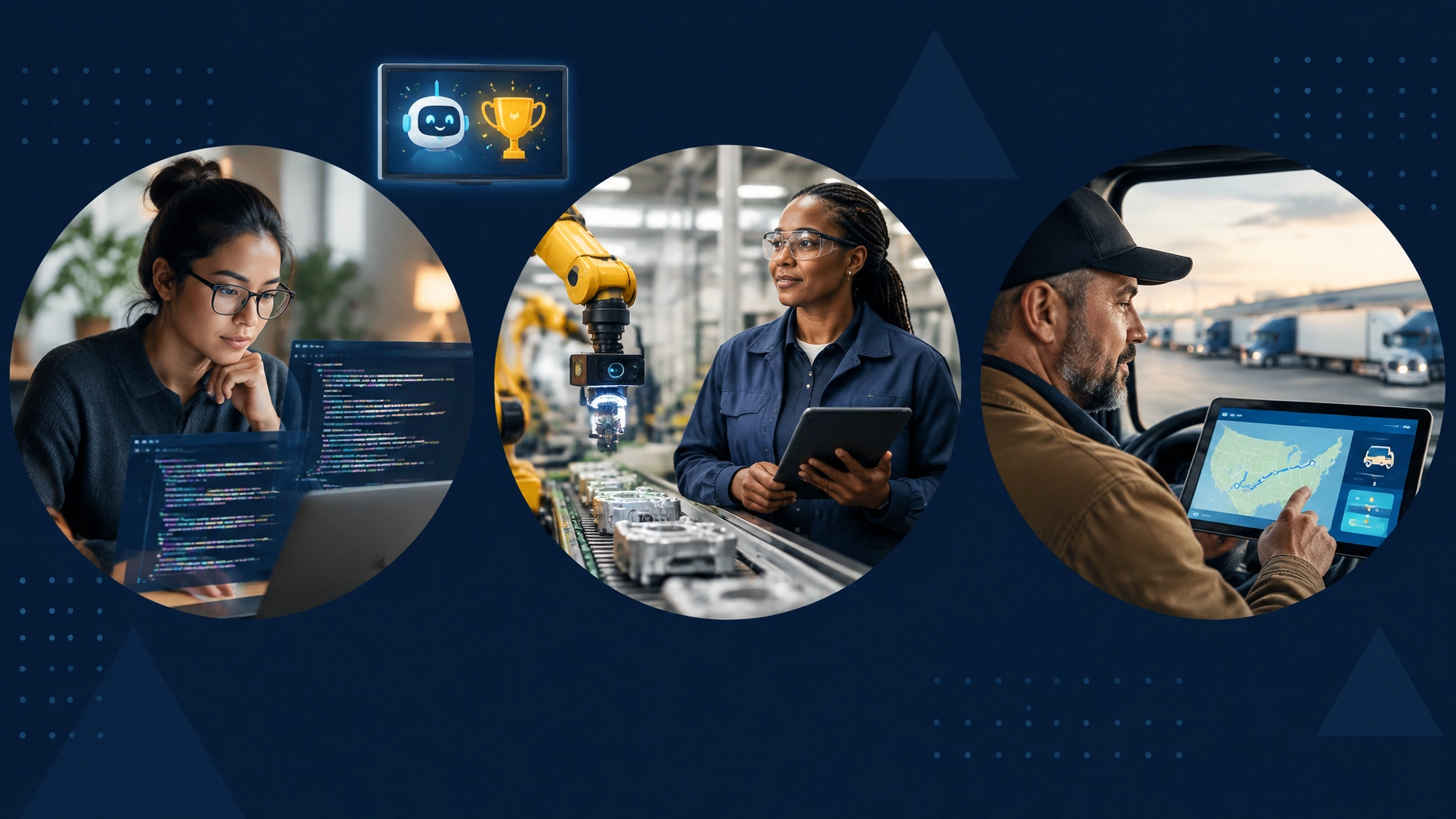 AI disruption affecting coding, manufacturing, and trucking professionals